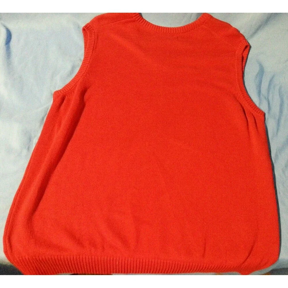 Chaps Sweater Vest Red 100% Cotton Preppy Grandpa Teacher Men's Size Medium - Picture 5 of 7